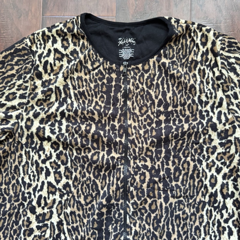 NWT NICK & NORA Footie Pajamas Leopard Print Fleece Womens 2XL Comfy Soft Lounge - Picture 5 of 16